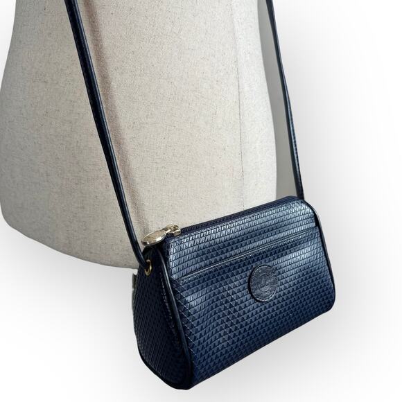 Vintage 1983 Liz Claiborne Navy Blue Leather Crossbody Purse - Picture 6 of 9